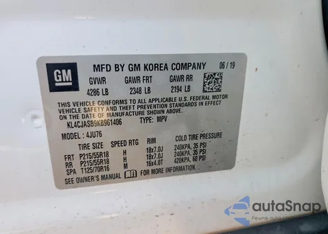 2019 Buick Encore Preferred z USA, uszkodzony, nr VIN KL4CJASB9KB961406